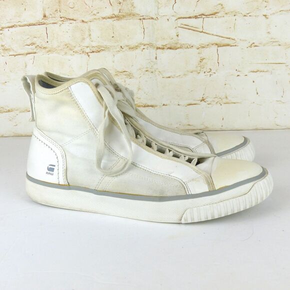 G-Star Raw Scuba High Top Fashion Sneaker Men 43 EU 10 US M White Techwear FLAWS - Picture 1 of 16